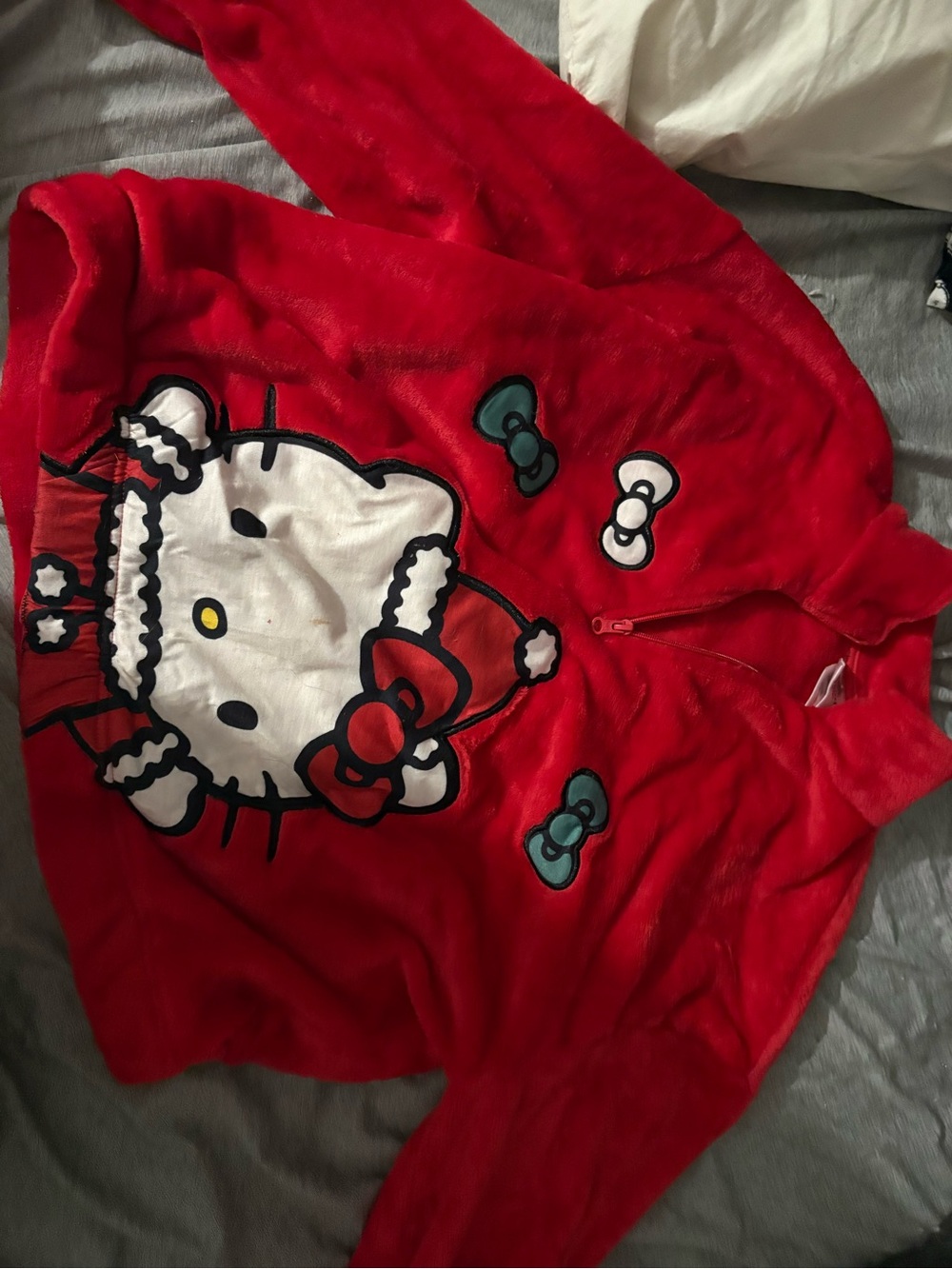 Sanrio Hello Kitty Red Zip-Up Hoodie with Bow Accents